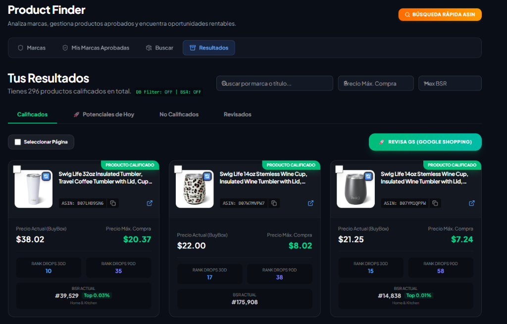 Product Finder Resultados