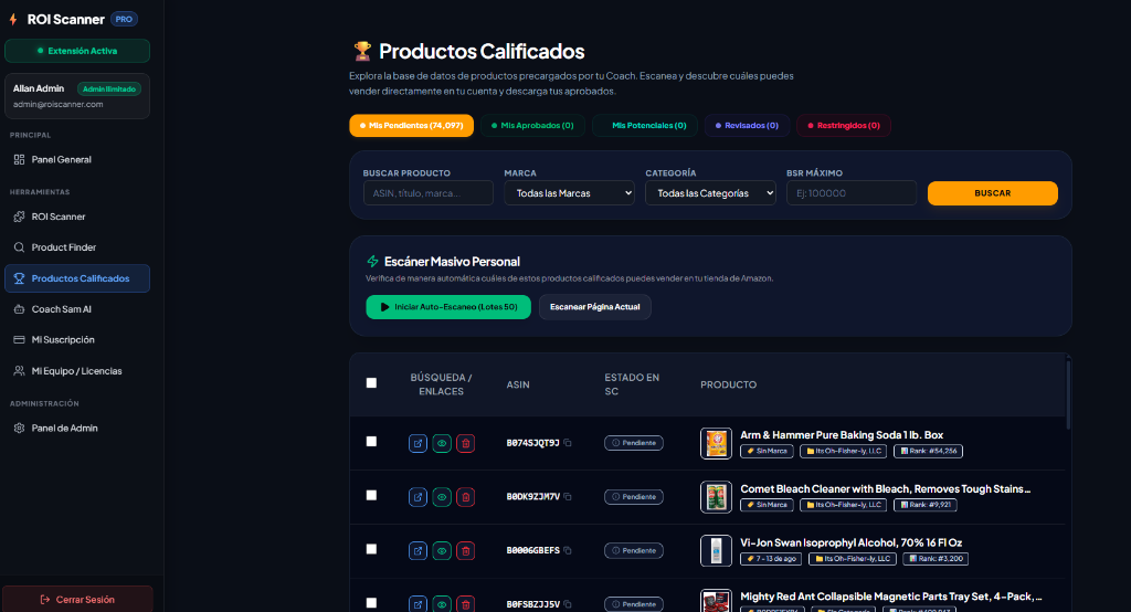 Base de datos de Productos Calificados